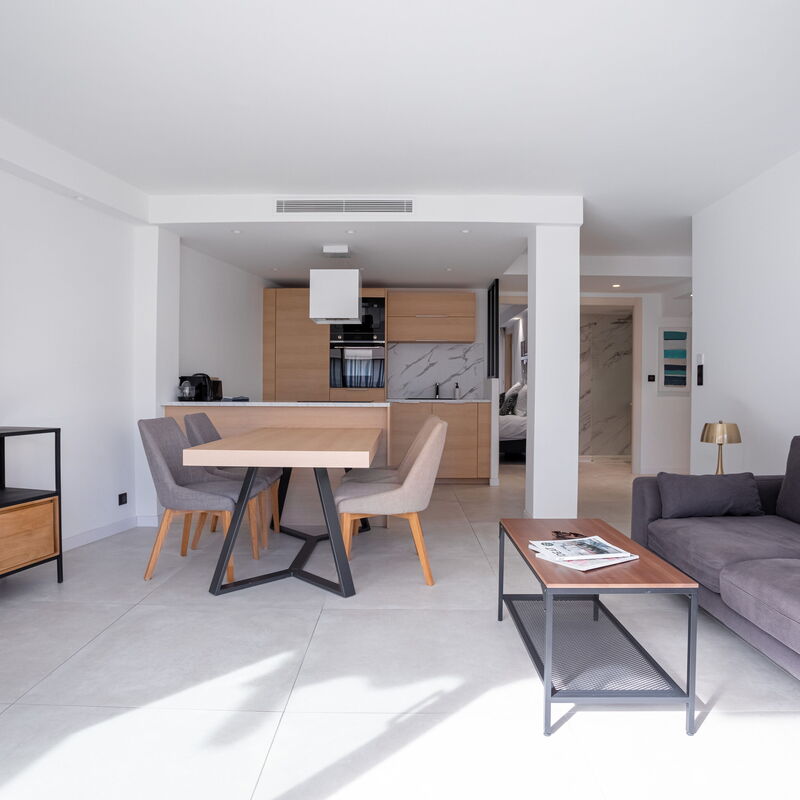 Amazing Apartment With Private Terrace & Full Air Conditioning - Walk To The Beach, La Croisette!: Cuisine, Salon