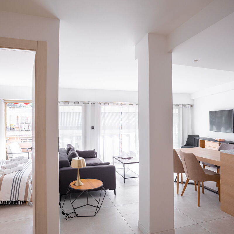 Amazing Apartment With Private Terrace & Full Air Conditioning - Walk To The Beach, La Croisette!: chambre à coucher, Salon